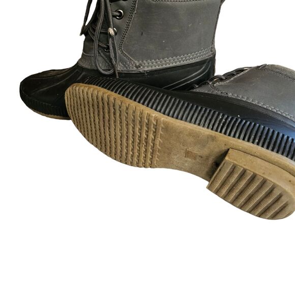 Tommy Hilfiger TM Charlie Water Resistant Leather Rubber Duck Boots Gray 8 - Picture 4 of 6